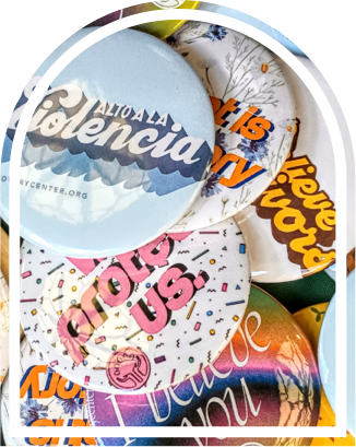 Stickers about rape prevention.