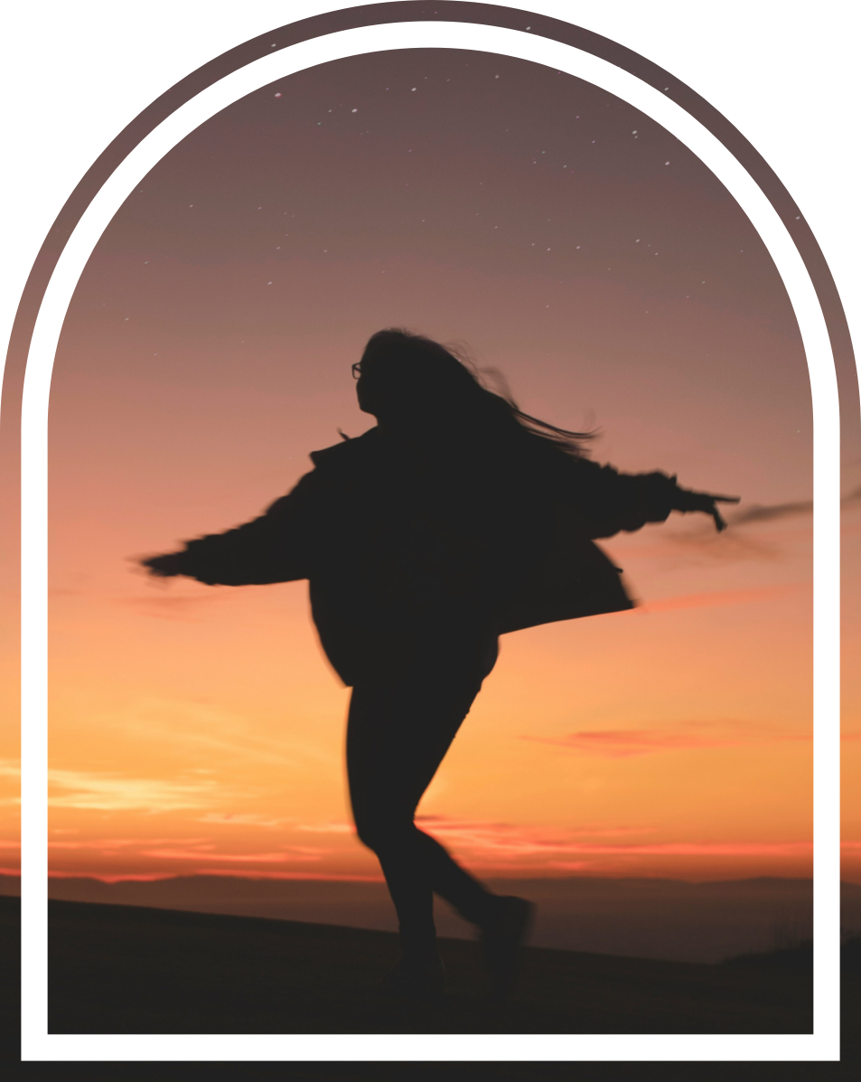 Silhouette of woman during sunset.